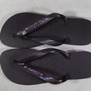 Havaianas Womens Sandals Flip Flops Purple Embellished Size 10